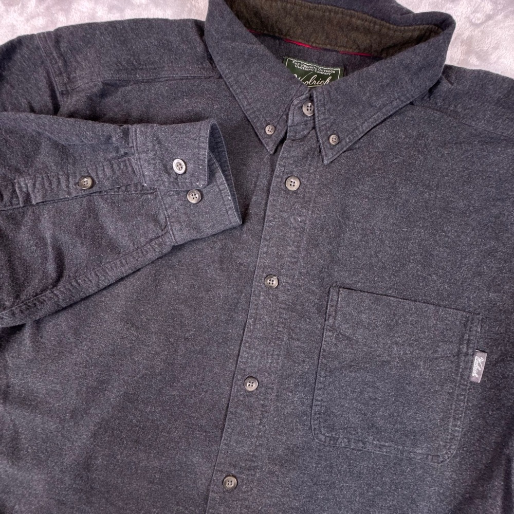 Woolrich Mens Gray Chamois Button Down Shirt Long Sleeve Large*